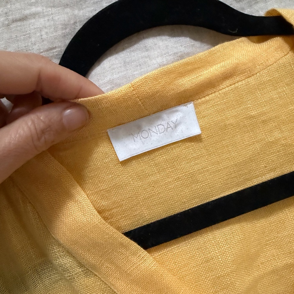 Monday Swimwear Barcelona Tunic Yellow Linen Coverup - Picture 3 of 13